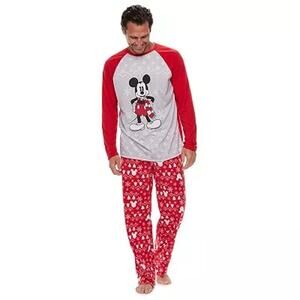 NWT Disney Mens Christmas Mickey Mouse Pajama set Kohls Matching Family Size XL